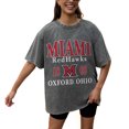 thumbnail image 2 of Women's Gameday Couture Grey Miami University RedHawks Oversized Snow Wash T-Shirt, 2 of 5