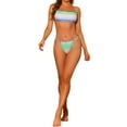 thumbnail image 2 of Conjuntos de bikini de color degradado para mujer, 2 piezas, traje de baño bandeau con cordones, traje de baño, ropa de baño, verde grande púrpura, 2 of 5