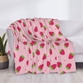 thumbnail image 3 of Fuzoiu Strawberries Print Flannel Blanket,Throw Blanket,Flannel Home Decor,Fleece Bed Blankets,Cozy Soft Blanket for Bed, Sofa, Camping, and Travel-60"x50", 3 of 6