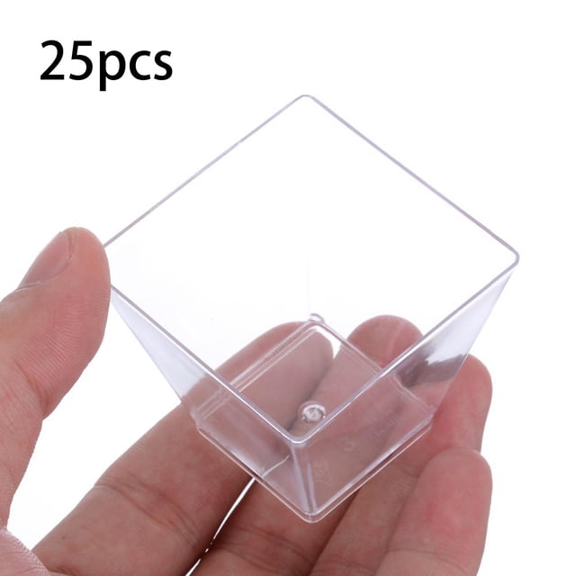 25 piezas de recipientes para servir fiestas, vasos cuadrados para postre, cuencos transparentes reutilizables para aperitivos de Parfait, cuenco para BLESIY Mini tazas de postre