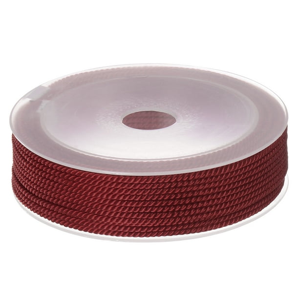 Unique Bargains Twisted Nylon Twine Thread Beading Cord 2mm 13m/43 Feet Extra Strong Braided Nylon String, Dark Red Other 2mm