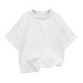 thumbnail image 4 of eileial Girls Short Sleeve T Shirts Kids Summer Oversized Tops Trendy Crewneck Basic Tees,White 110, 4 of 4