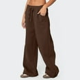 thumbnail image 4 of Women's High Waisted Oversized Baggy Wide Leg Sweatpants Gym Yoga Lounge Athletic Trousers with Pockets, Coffee L, 4 of 7