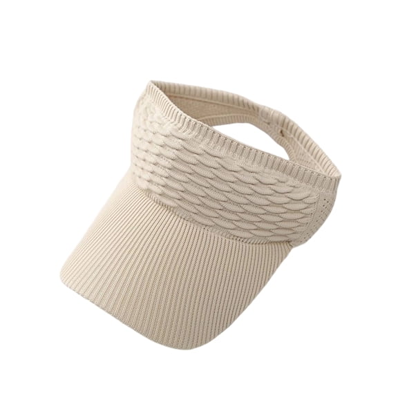 Unisex Open Top Sun Visor Baseball Hat for Running Hiking Golf - Breathable Textured Knit Headband Extended Curved Brim - Lightweight Sport Visor for Outdoor Beige