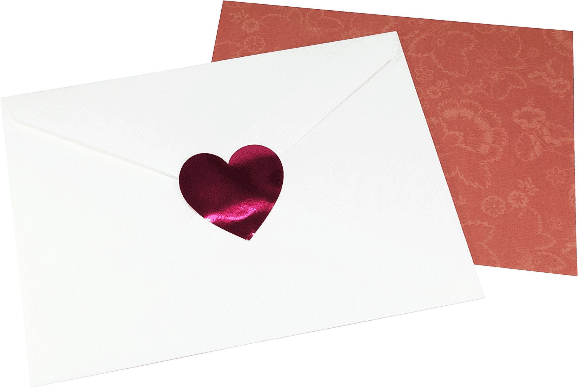 Metallic Red Heart Stickers, 1.5 Inches in Size, 500 Labels on a Roll