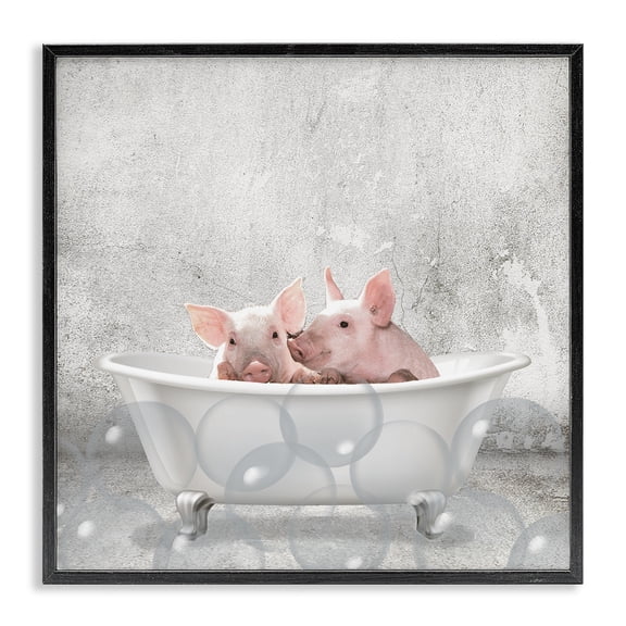 Stupell Industries Rustic Lodge Baby Piglets Bath Time Black Framed Giclee Art, 12 x 12, by Kim Allen