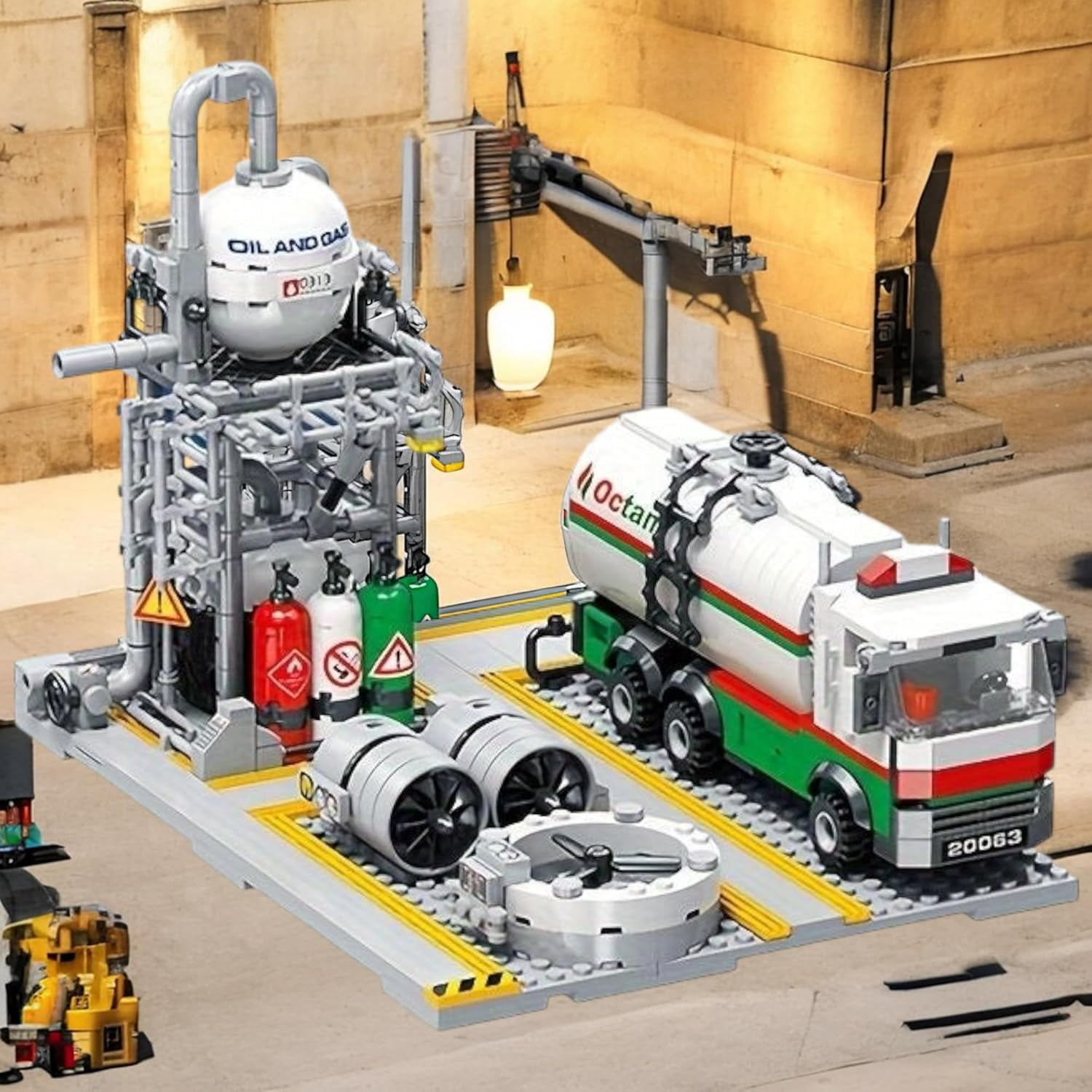 Honchoes Natural Gas Transportation Station Building Set Toy for Adults Boys Compatible with Lego Architecture Model 721Pcs