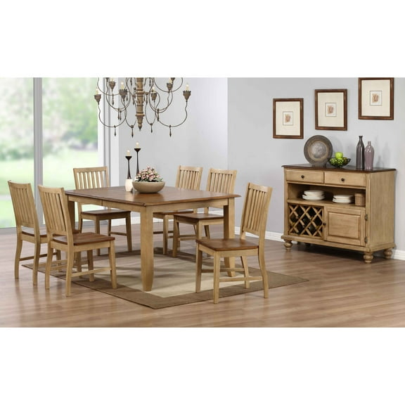 Sunset Trading Brook 8-Piece 72" Rectangular Extendable Wood Dining Set in Cream