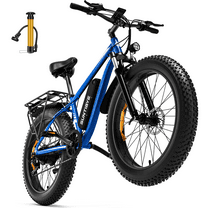 SUNTIBYE EB26 Electric Bike 26" Fat Tire Ebike for Adults, 65miles / 28mph Peak 1500W E-mountain Bicycle,48V 15Ah UL2849, Blue