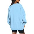 thumbnail image 3 of ORUYROP Chandails en Molleton Surdimensionnés pour Femmes Manches Longues Col Rond Chandail Décontracté Ample Couleur Unie Polaire Tops Pulls, 3 of 7