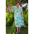 thumbnail image 2 of RJC Women's Hibiscus Plumeria Fern Muumuu Dress, Blue, L, 2 of 2