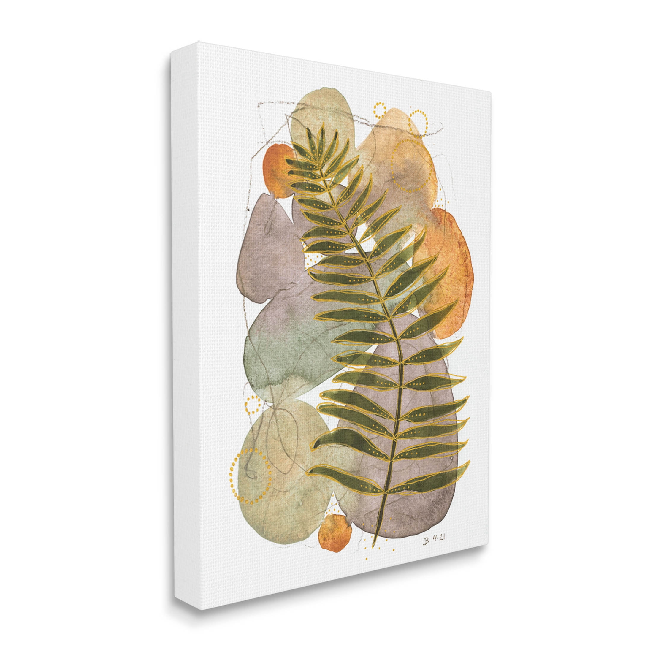 Layered Fern Leaf Nature Abstract Graphic Art Gallery Wrapped Canvas Print Wall Art