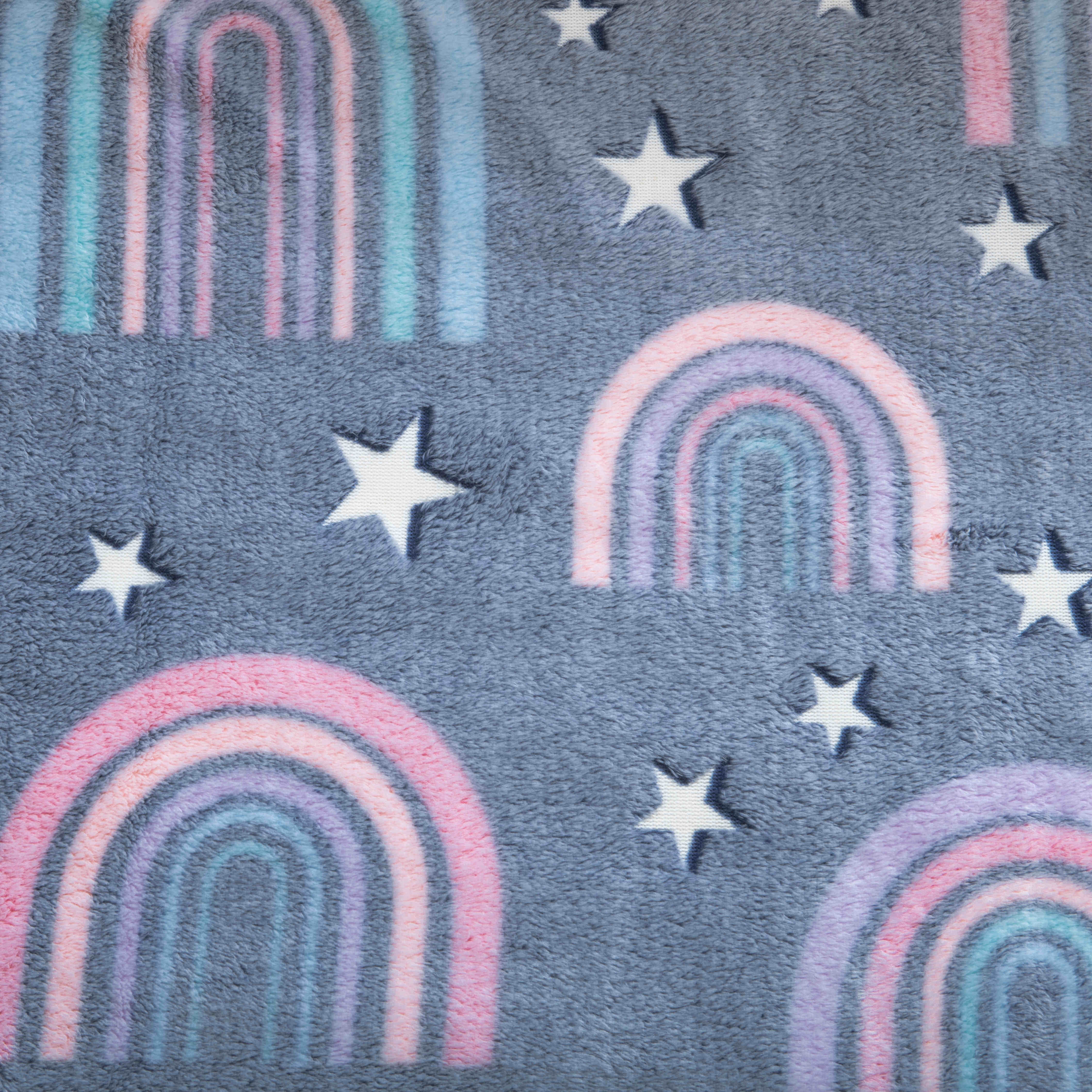 Your Zone Navy Rainbow Glow-in-the-Dark Child's Oversized Throw Blanket, 50 in x 72 in