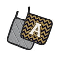 thumbnail image 2 of Letter A Chevron Navy Blue and Gold Pair of Pot Holders, 2 of 2