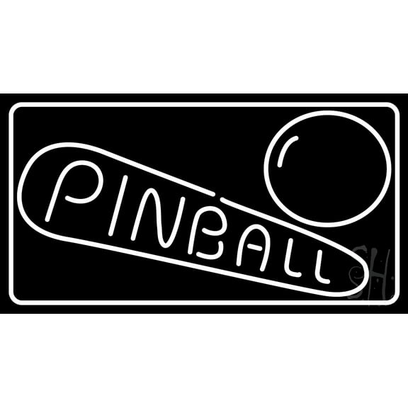 Border Pinball LED Neon Sign 13 x 24 - inches, Black Square Cut Acrylic Backing, with Dimmer - Bright and Premium built indoor LED Neon Sign for wall décor, arcarde, and storefront.