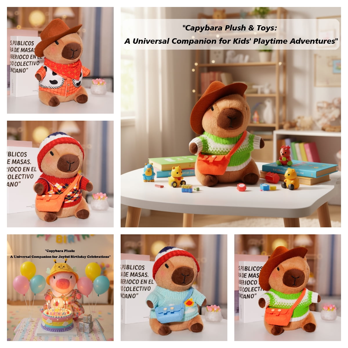 10.2 Inch Dress-Up Capybara Plush with Outfit Accessories, Cute Capybara Stuffed Doll with Hats, Sweaters, Bags , Soft Gift Plush for Room Decor