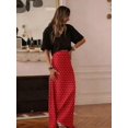 thumbnail image 3 of Women's Casual Polka Dot A-Line Maxi Skirt, Made Of Non-Stretch Woven Fabric, Suitable For Everyday Wear Black Spring, 3 of 9
