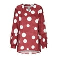 thumbnail image 4 of XFLWAM Women's Tunic Blouse Tops Fashion Plus Size Polka Dot Blouse Cotton Linen Loose Casual Long Sleeve V-Neck Tees Shirts Pullover Red L, 4 of 6