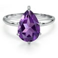 thumbnail image 3 of Gem Stone King 14K White Gold Purple Amethyst Solitaire Engagement Ring for Women | 2.65 Cttw | Pear Shape 12X8MM | Gemstone February Birthstone | Size 9, 3 of 6