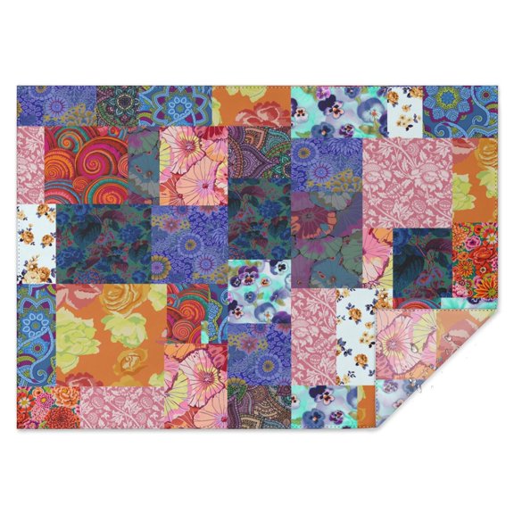 Rectangle Boho Patchwork Waterproof Tablecloth 60×84 Inch,Bohemian Style Stitching Colorful Floral Vintage Reusable Indoor/Outdoor Durable Table Cover for Party Kitchen Dinner Room Decor