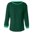 thumbnail image 5 of Lixiuxyad Women Basic Tee Long Sleeve Casual T Shirt Round Neck Color Loose Fit Basic Top Tee Blouse Comfortable Daily Wear Shirt,Green, 5 of 6