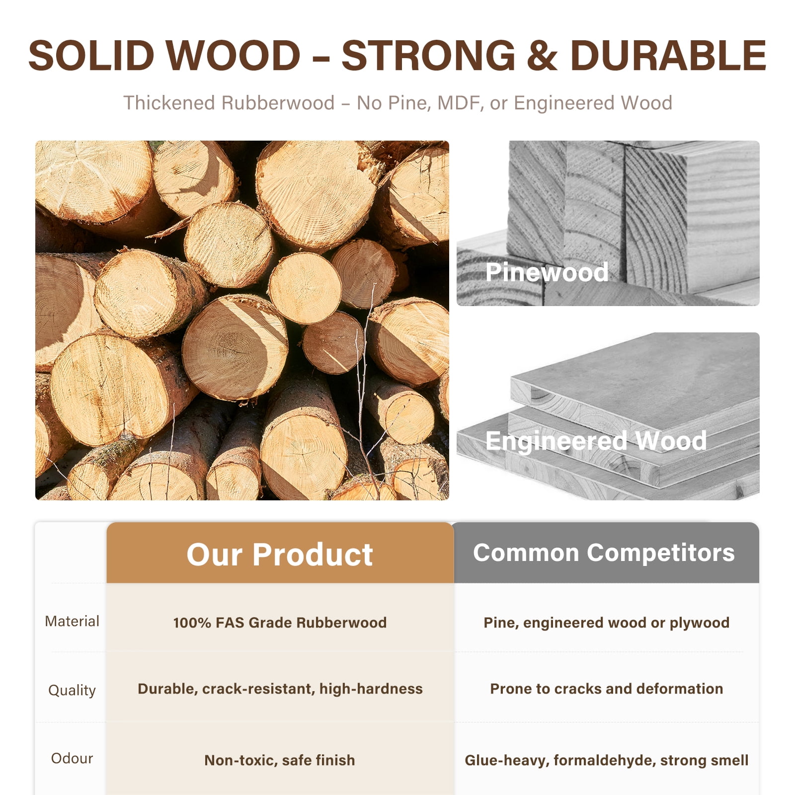 KASLANDI Solid Wood Vanity Table with Flip Top Mirror, Adjustable Lights, Glass Top Dressing Table, Vanity Desk with Stool for Small Spaces, Bedroom, Walnut