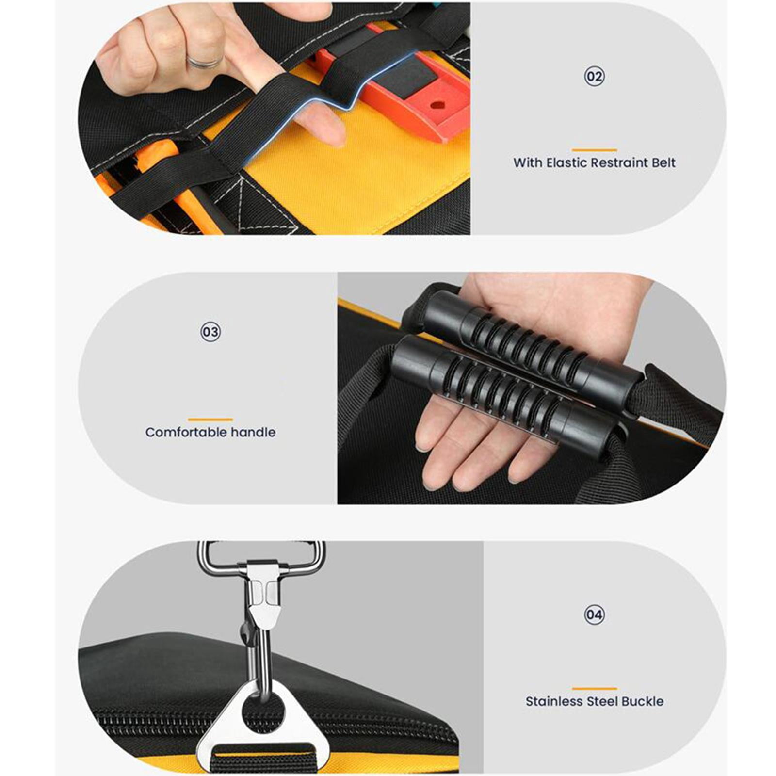 MAGIDEAL Tool Bag Electrician Handbag Wide Mouth High Capacity Multi Pockets Organization 40cmx21cmx30cm