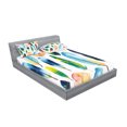 thumbnail image 2 of Ambesonne Colorful Fitted Sheet & Pillow Sham Set, Watercolor Abstract Boho, Full, White and Multicolor, 2 of 2
