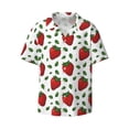 thumbnail image 4 of Uemuo Strawberry Pattern Cotton Linen Short Sleeve Shirts,Casual Lightweight Button Down Shirts,Vacation Beach Summer Tops-, 4 of 7