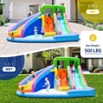 thumbnail image 6 of Inflatable Water Slides, Linor 8 in 1 Inflatables Water Parks for Kids, 2 Large Water Slide with Air Blower, Splash and Deep Pool, Climbing Wall, Bounce House, Basketball Hoop (Dual Slide), 6 of 7