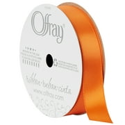 Offray Ribbon, Torrid Orange 5/8 inch Single Face Satin Polyester Ribbon, 18 feet