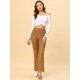 thumbnail image 3 of Allegra K Pantalones Largos De Punto Liso Con Cremallera Lateral Oculta Acampanada De Cintura Alta Informal Para Mujer Marrón L, 3 of 5