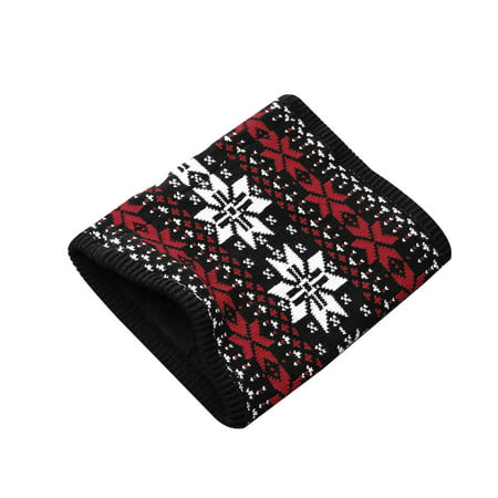 Unique Bargains Men's NEW Knitted Novelty Prints Thick Tube Scarf Scarves Black
