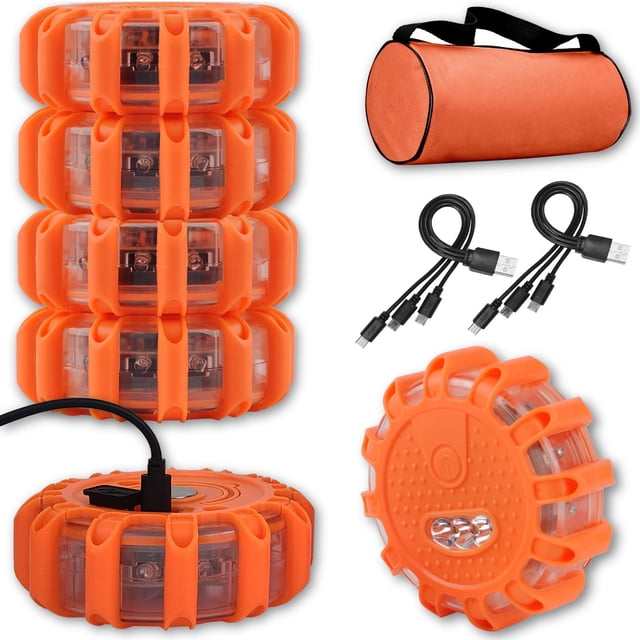 Luces LED de emergencia con destellos de carretera Ecoangel, recargables por USB
