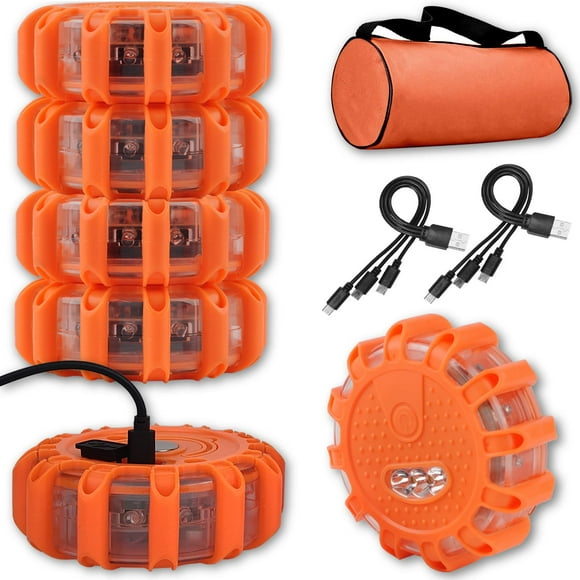 Luces LED de emergencia con destellos de carretera Ecoangel, recargables por USB