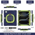 thumbnail image 2 of For iPad Pro 13 inch M5 2025/M4 2024 Case, 360 Rotatable Handle Stand, Shoulder Strap, Drop-Proof Design, NavyBlue Lime, 2 of 7
