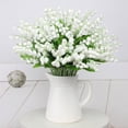 thumbnail image 3 of Nvzi white artificial wind chime flower -10 pieces, 13.78-inch artificial plastic flower, exquisite leaf stem, blooming flower is a wedding arch, vase arrangement and office decoration, 3 of 5