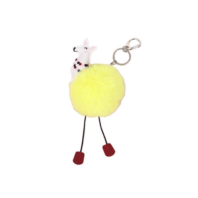 Jumpingount LLavero de dibujos animados titular Animal de peluche puerta portátil colgante anillo decoración llavero joyería para niños Accesorios de disfraces Amarillo Jumpingount AP014325-01