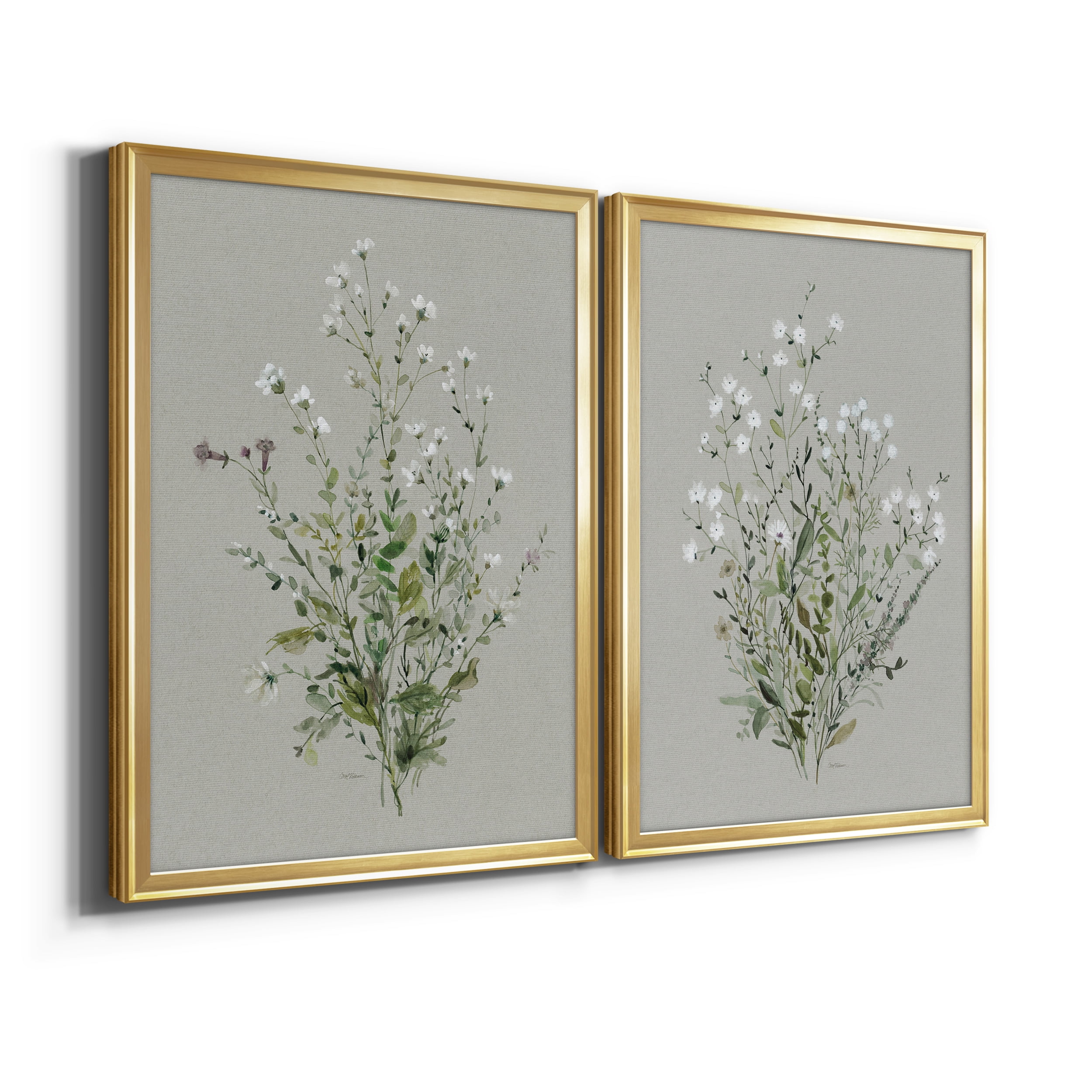 2 Piece Set Bouquet of Grace I Premium Framed Canvas - Ready to Hang - 26.5 x 36.5 Each - Gold Frame