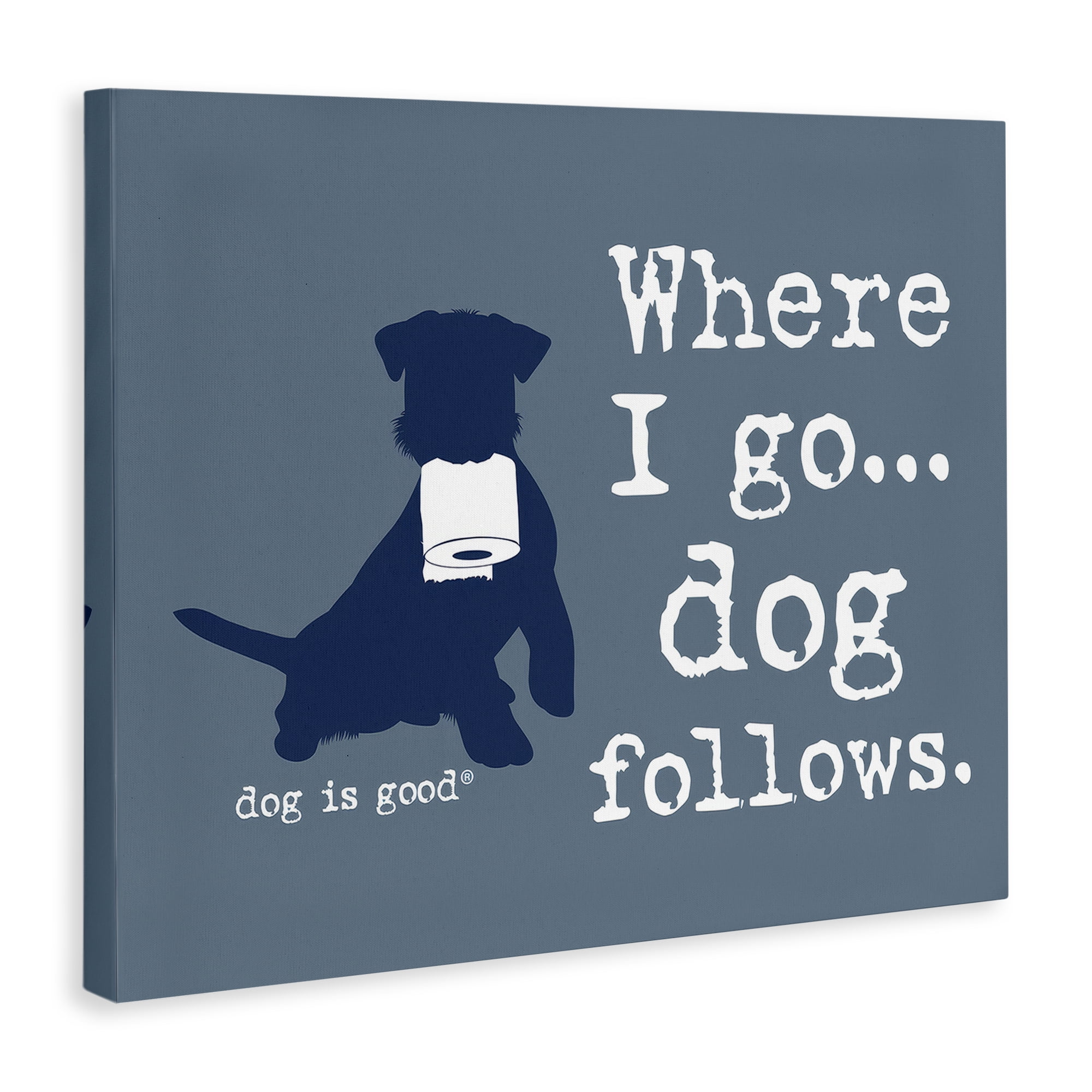 Stupell Industries Where I Go Dog Follows Animals Painting Wrapped Canvas Art Print Wall Art, 40 x 30