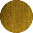 thumbnail image 1 of Ahgly Company Machine Washable Indoor Round Abstract Yellow Modern Area Rugs, 4' Round, 1 of 4