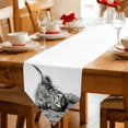 thumbnail image 2 of Yak Print Table Runner Linen Burlap Table Runner 60 Inches Long Farmhouse Modern Textured Wooden Grey Dresser Scarves for Kitchen Island Coffee Dining Room Party Wedding Holiday Decoration 13"x60", 2 of 8