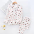 thumbnail image 4 of Conjunto de pijamas con estampado de corazón para mujer, ropa de casa de algodón crepé, doble capa, gasa, cuello vuelto, pantalones de manga larga, Primavera, nuevo, 4 of 4