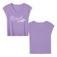 thumbnail image 5 of Christian Shirt for Women Blessed Letter Print Bible Verse Womens T Shirts, Short Sleeve V-Neck Shirts Cute Fit Summer Casual Tee Tops Dopamine Color Purple 2XL, 5 of 5