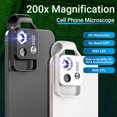 thumbnail image 4 of 200X Portable Mobile Phone Microscope with CPL, 6 LED Lights & 2 Brightness Levels, Rechargeable Built-in Lithium Battery, Adjustable Width for iOS/Android, Lightweight ABS+PC+Aluminum Construction,, 4 of 6