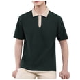 thumbnail image 2 of pstuiky camisetas de manga corta para hombre, Camisa de manga corta con cuello vuelto y cremallera informal de color liso para hombre camisas casuales para hombre xl, 2 of 7