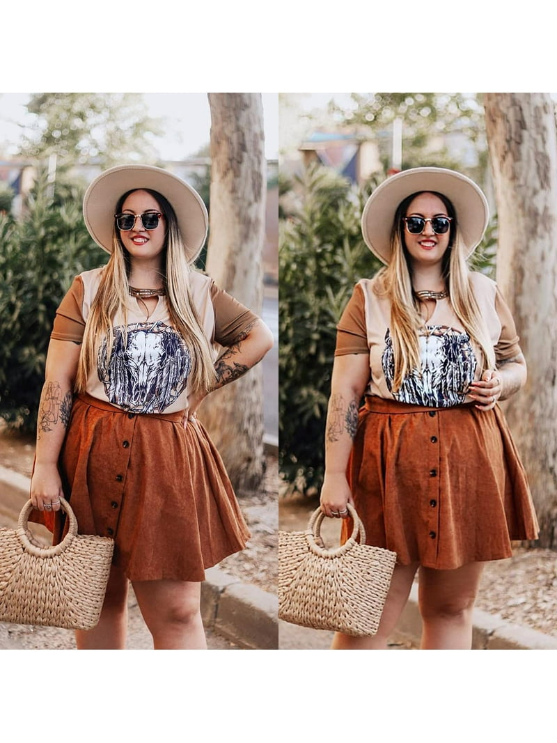 【INCHANT ME】Pumpkin Banding Stopper Long Skirt TIYOMI Plus Size Skirts Brown Stretchy Buttons Hidden Zipper