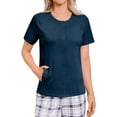 thumbnail image 5 of Short Sleeve Adaptive Shirt for Women, Easy Close Snap Placket with Pocket, Comfortable Casual Wear for Post-Surgery & Caregiver Use Blue L, 5 of 9