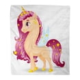 thumbnail image 1 of ASHLEIGH Flannel Throw Blanket Colorful Sweet Unicorn Beige Pony Character White Blue Soft for Bed Sofa and Couch 50x60 Inches, 1 of 1