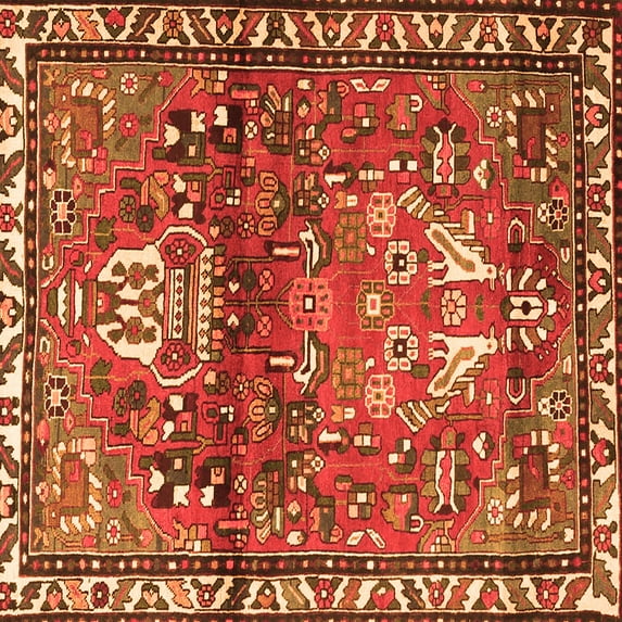 Ahgly Company Indoor Square Persian Orange Traditional Area Rugs, 4' Square